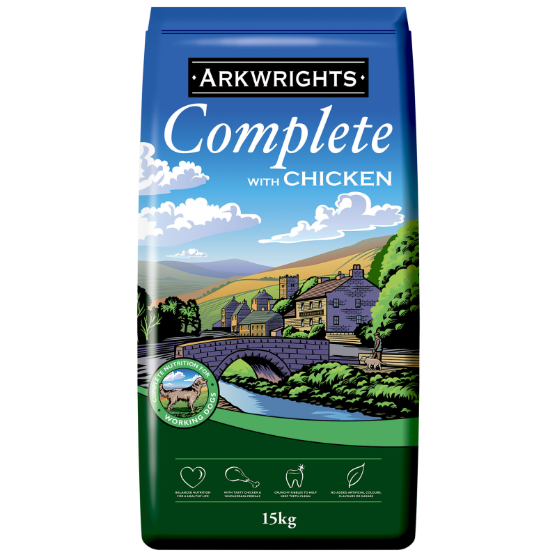 15 kg Arkwrights Complete Chicken - voksenfoder med kylling