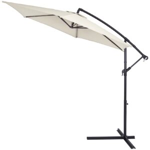 Hængeparasol - Parasol med stativ 330cm Stor UV-beskyttelse 40+ Kurvel Tiltable Alu Vandafvisende Windproof Traffic Light Parasol Have Terrasse Balkon 3,3m, Farve: creme