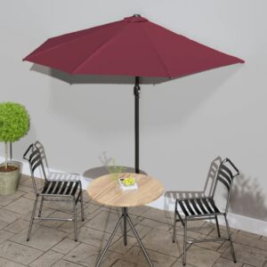 vidaXL altanparasol med aluminiumsstang 270x144x222 cm halv bordeaux